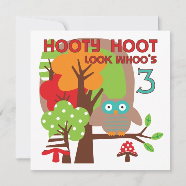 Eule 3. Geburtstag T - Shirt und Geschenke Karte (Vorderseite)