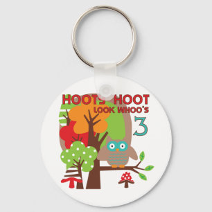 Eule 3. Geburtstag T - Shirt und Geschenke Schlüsselanhänger