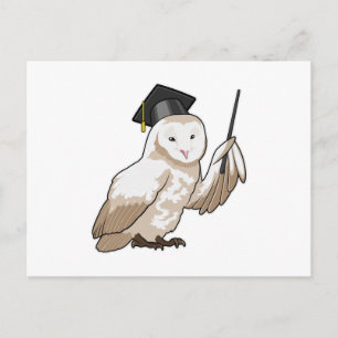 Eule als Lehrer mit Zeigestock Postkarte