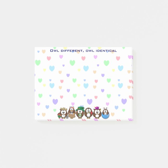 Eule anders - Eule identisch Post-it Klebezettel (Vorderseite)