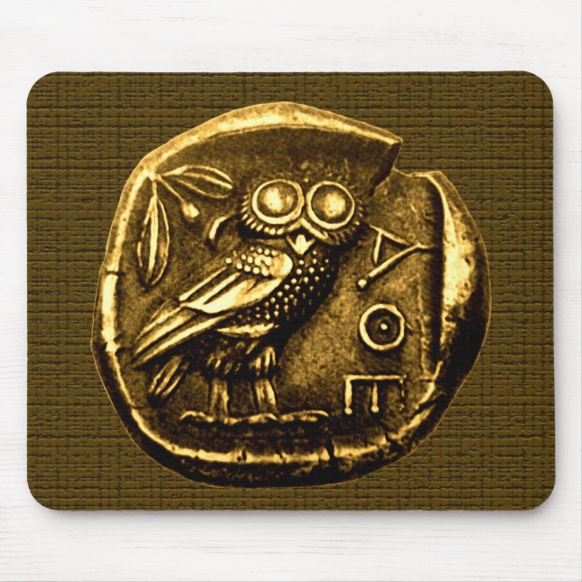 Eule auf alter griechischer Münze Mousepad (Vorne)