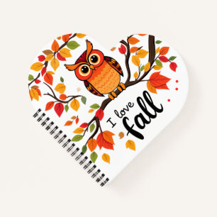 Eule auf Baumzweig, ich liebe Herbst-Design Notizbuch
