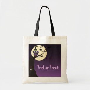 Eule auf dem Baumzweig Halloween-Bag Tragetasche