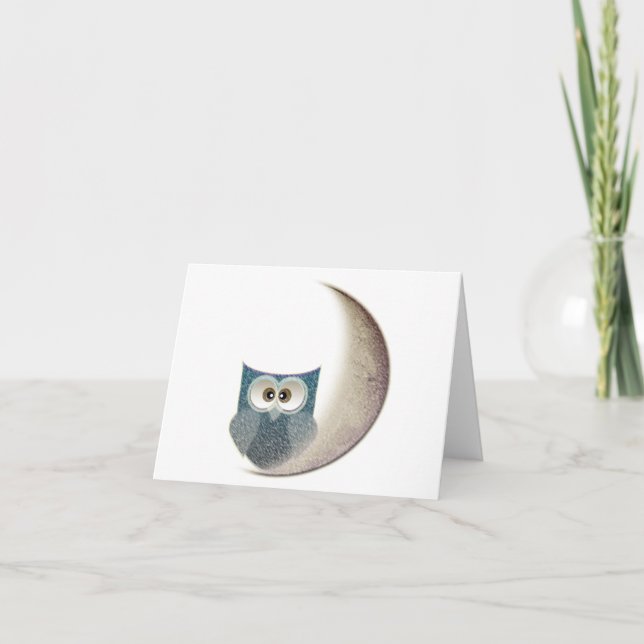 Eule auf dem Mond Karte (Vorderseite)