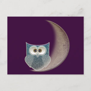 Eule auf dem Mond Postkarte