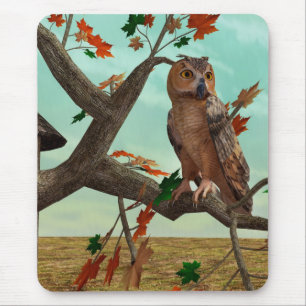 Eule auf der Herbstmapfelbaumkonstruktion - Phanta Mousepad