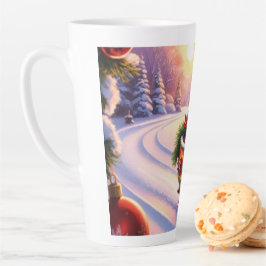 Eule auf einem Schlitten während der Ferien Milchtasse