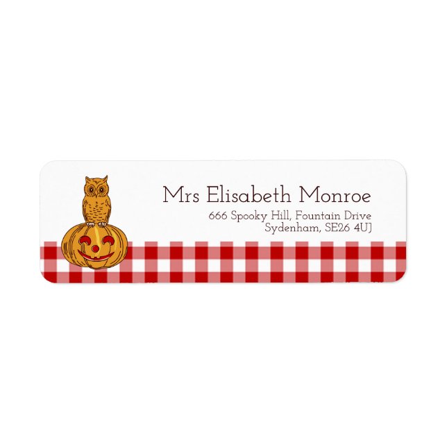 Eule auf Pumpkin Gingham Pattern (Vorne)