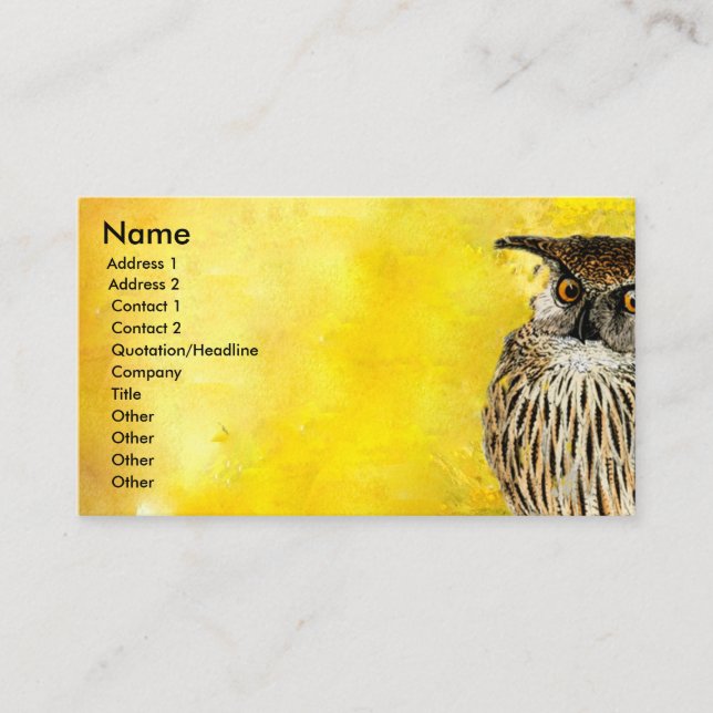 EULE berufliche Vogel-Entwurf| Watercolors Visitenkarte (Vorderseite)