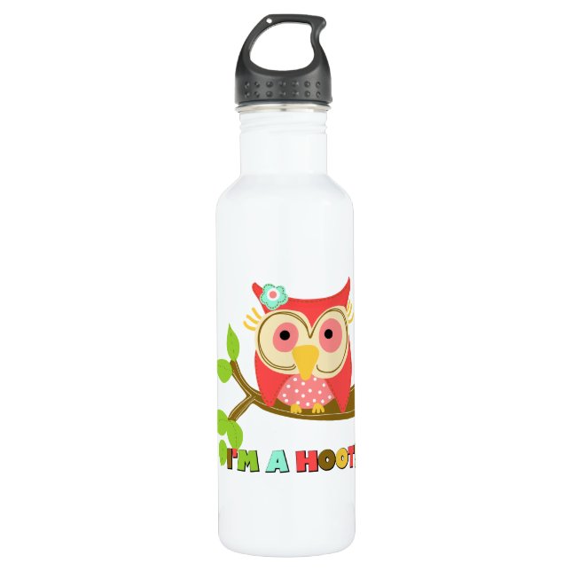 Eule bin ich ein Schrei Edelstahlflasche (Vorderseite)
