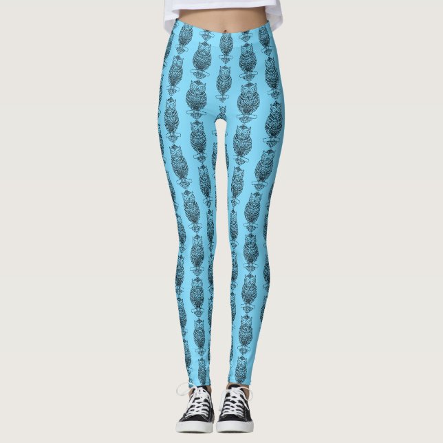 Eule (blau) - Leggings (Vorderseite)