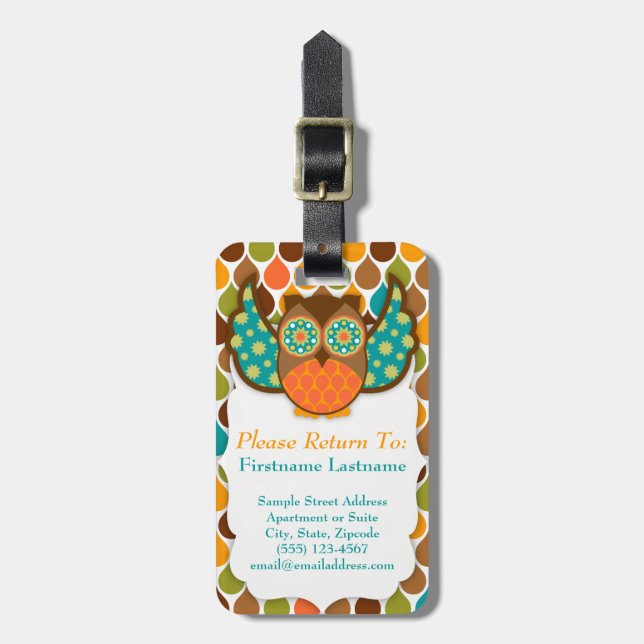 Eule Boheme Gewohnheits-Gepäckanhänger Gepäckanhänger (Vorderseite vertikal)