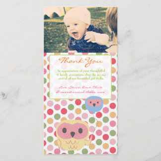 Eule danken Ihnen, Baby-Mädchen-Foto-Schablone zu Dankeskarte