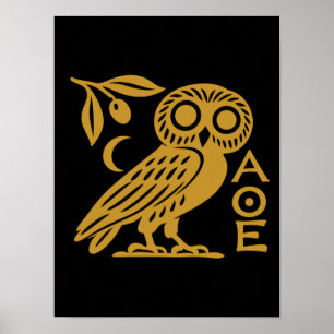 Eule der Athene Athener Münze Antikes Griechisches Poster