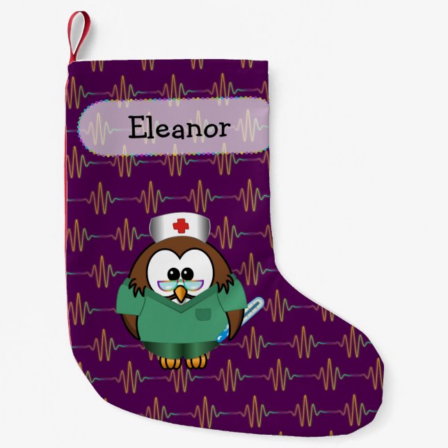 Eule der Krankenschwester - Weihnachtssocke Kleiner Weihnachtsstrumpf (Vorderseite)