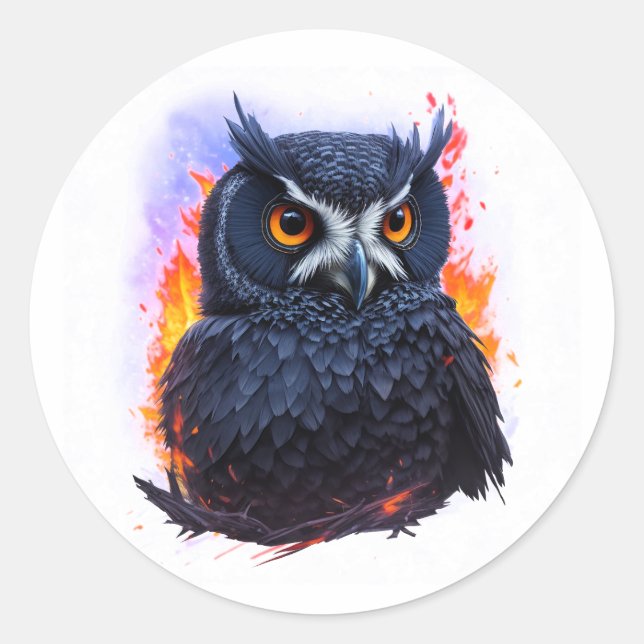 Eule, der Nachtvogel Runder Aufkleber (Vorderseite)