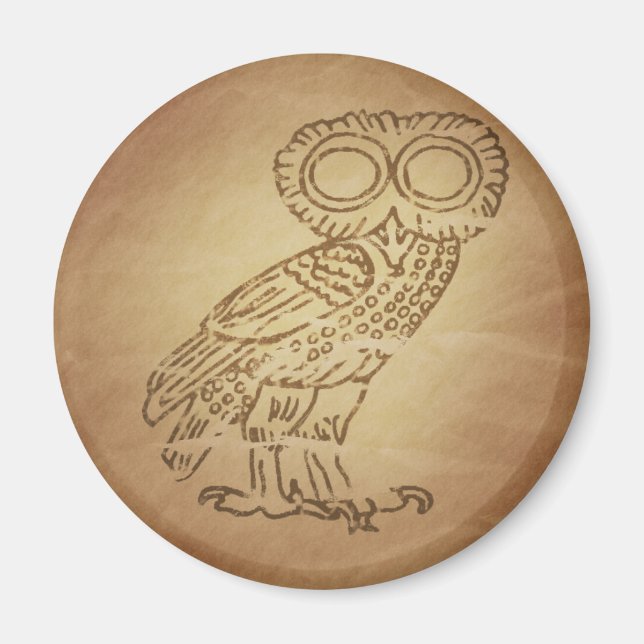 Eule des Weisheitsgriechischen Magnet (Vorne)