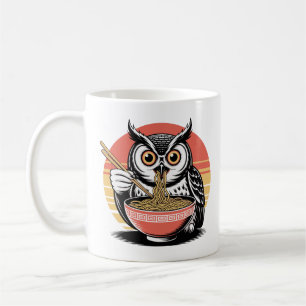 Eule, die Ramen schlürft, japanischer Ukiyo-e Vint Kaffeetasse