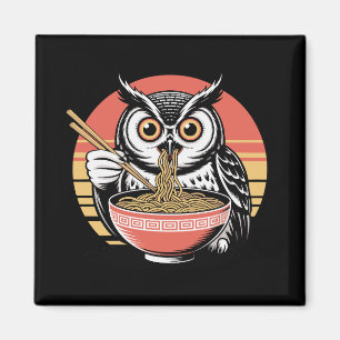 Eule, die Ramen schlürft, japanischer Ukiyo-e Vint Magnet