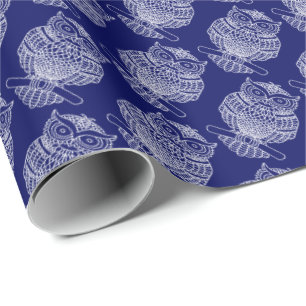 Eule (dunkelblau) - Geschenkpapier