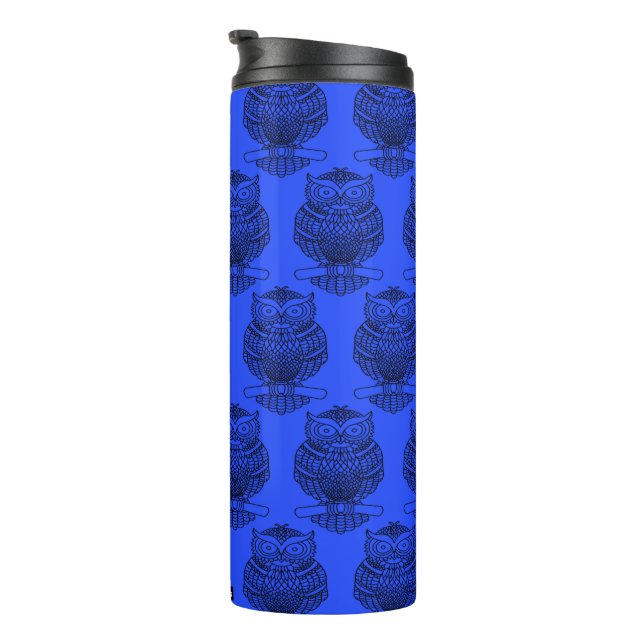 Eule (dunkelblau) - Thermal Tumbler Thermosbecher (Nach rechts gedreht)