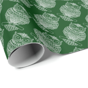 Eule (dunkelgrün) - Geschenkpapier