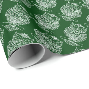Eule (dunkelgrün) - Umhüllungspapier Geschenkpapier