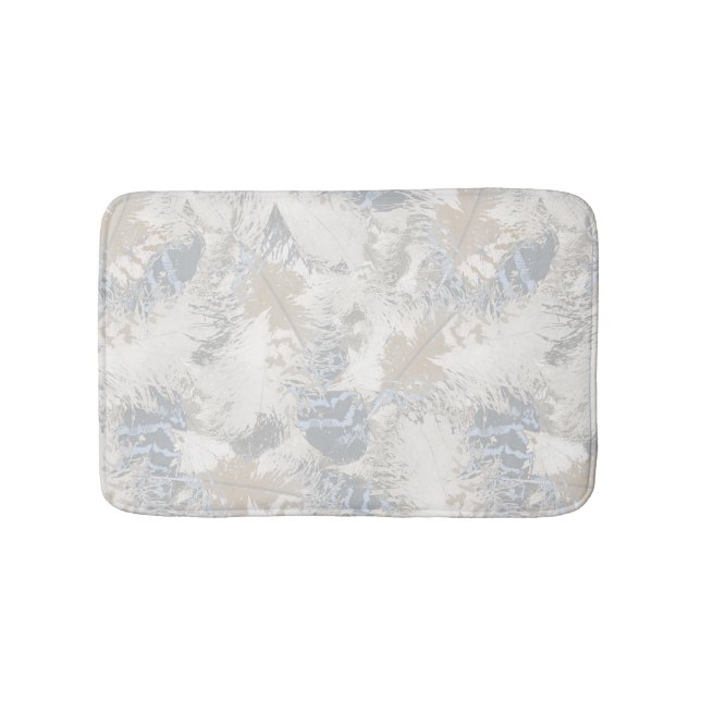 Eule Feathers, grau, beige und blau, Vogel, Licht, Badematte (Vorderseite)