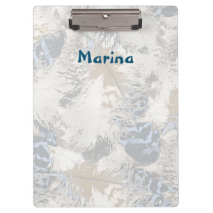 Eule Feathers, grau, beige und blau, Vogel, Licht, Klemmbrett