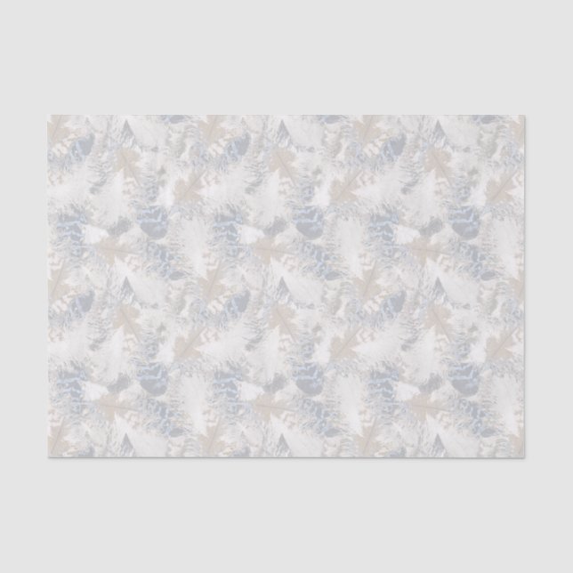 Eule Feathers, grau, beige und blau, Vogel, Licht, Seidenpapier (Vorderseite)
