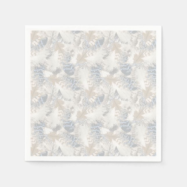 Eule Feathers, grau, beige und blau, Vogel, Licht, Serviette (Vorderseite)