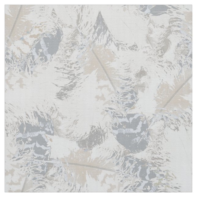 Eule Feathers, grau, beige und blau, Vogel, Licht, Stoff (Muster)