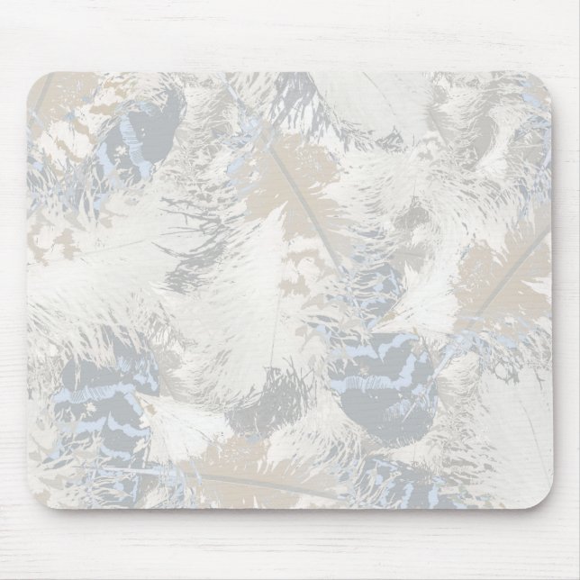 Eule Feathers, grau, grau und blau, Vogel, Mousepad (Vorne)
