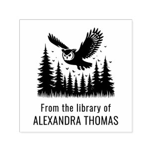 Eule Fliegender Schrägansicht Tannen Bibliothek Bu Permastempel