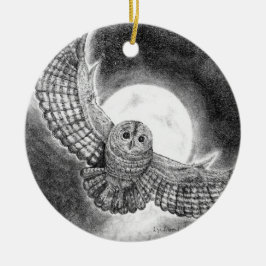 Eule fliegt in einer Mondnacht Keramik Ornament
