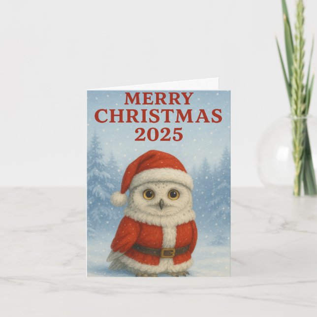 Eule Frohe Weihnachten  Karte (Vorderseite)