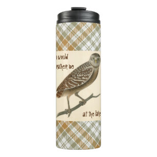 Eule Gold Grün Kariertes Thermotumbler Thermosbecher