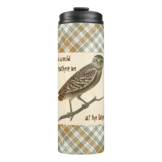 Eule Gold Grün Kariertes Thermotumbler Thermosbecher