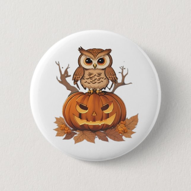 Eule Halloween Button (Vorderseite)