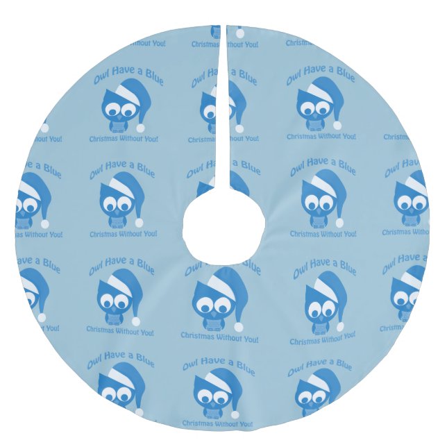 Eule hat ein blaues Weihnachten ohne euch Polyester Weihnachtsbaumdecke (Vorderseite)
