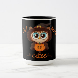 Eule/Herbst/Allerheiligen/Kürbis Zweifarbige Tasse