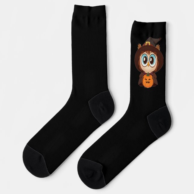 Eule/Herbst/Halloween/Kürbis Socken (Linkes Detail)