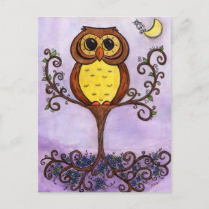 Eule im Baum Postkarte