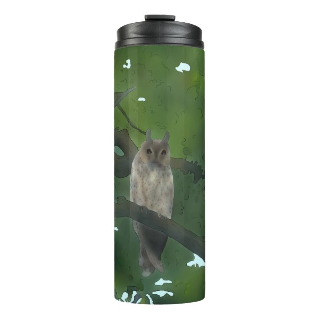 Eule im Baum  Thermosbecher (Vorderseite)