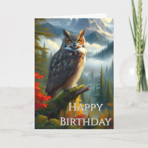 Eule im Herbst Mens Happy Birthday Karte