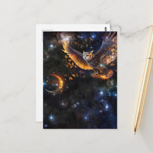 Eule im nächtlichen Himmel Postkarte