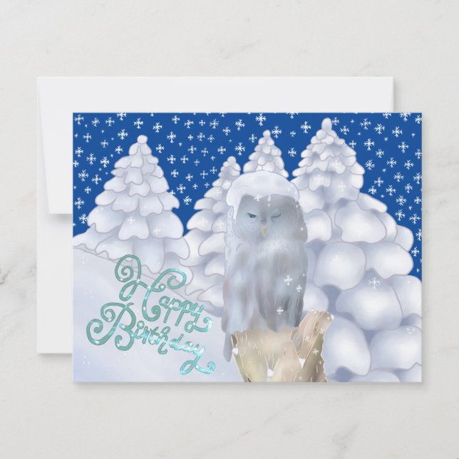 Eule im Schnee Feiertagskarte (Vorderseite)