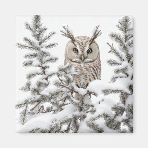 Eule im Schnee Magnet