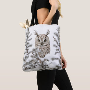 Eule im Schnee Tasche