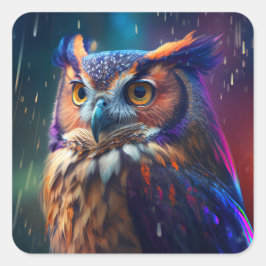 Eule in der Rain Vivid Art Aufkleber